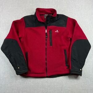 VTG 90s EMS‎ Polartec Fleece Jacket Women's M Red Black Outdoor Hiking Gorpcore